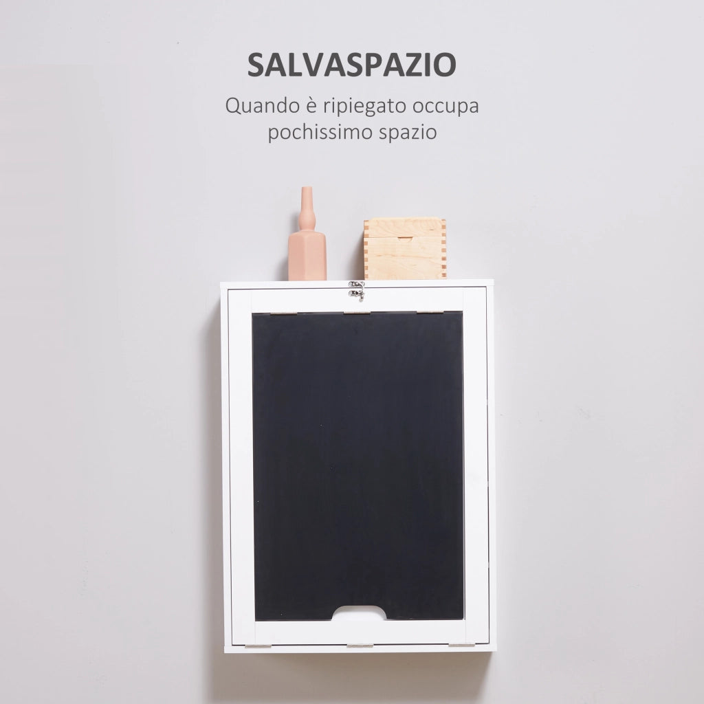 Tavolo Pieghevole a Muro con Lavagna ¨C Zephmum ¨C Bianco e Nero, 60x94.5x147cm
