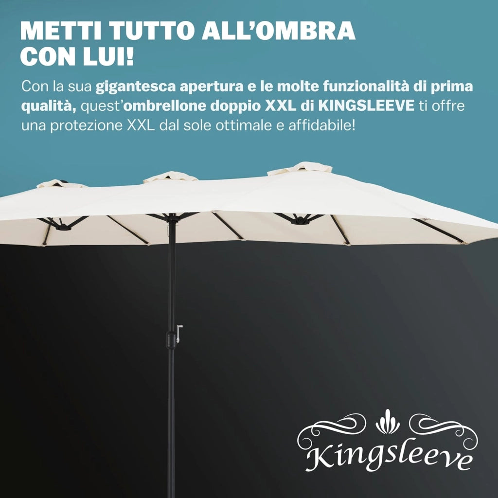 ® Ombrellone UV 80+ XXL 460x270 cm Idrorepellente con Manovella inlc. Custodia Parasole Giardino Terrazza