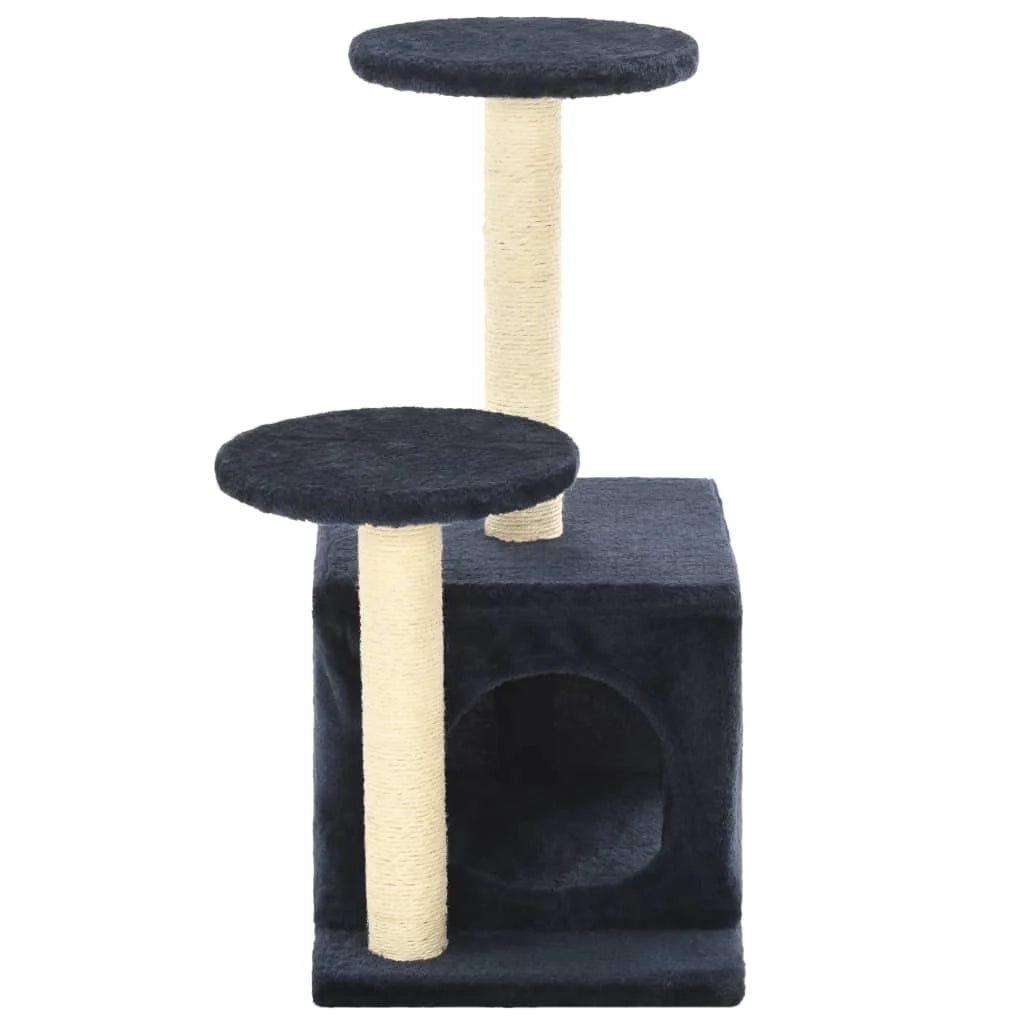 Tiragraffi albero per gatti cuccia per gatti peluche in sisal 60 cm blu scuro 3702127