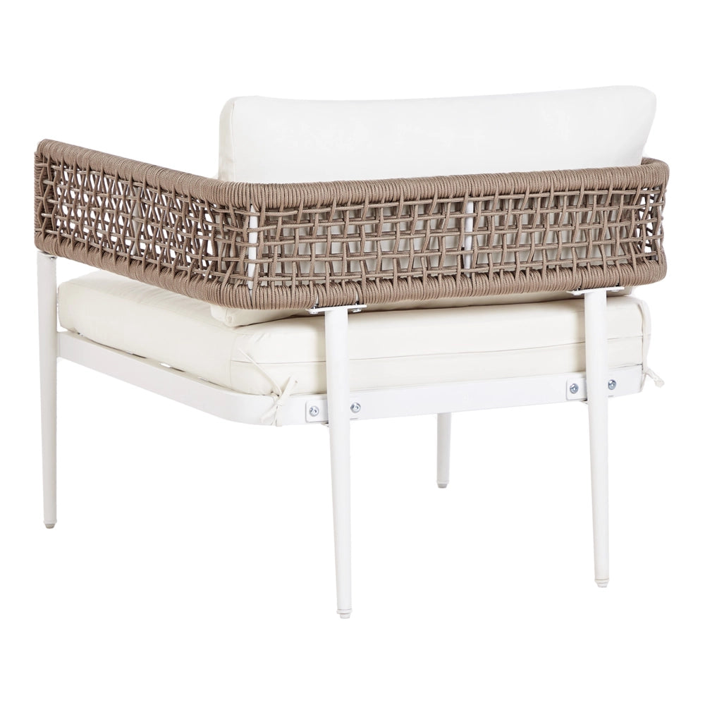 Set di divani da giardino Bianco Alluminio Poliestere Divano 5 posti 2 sedie e tavolo