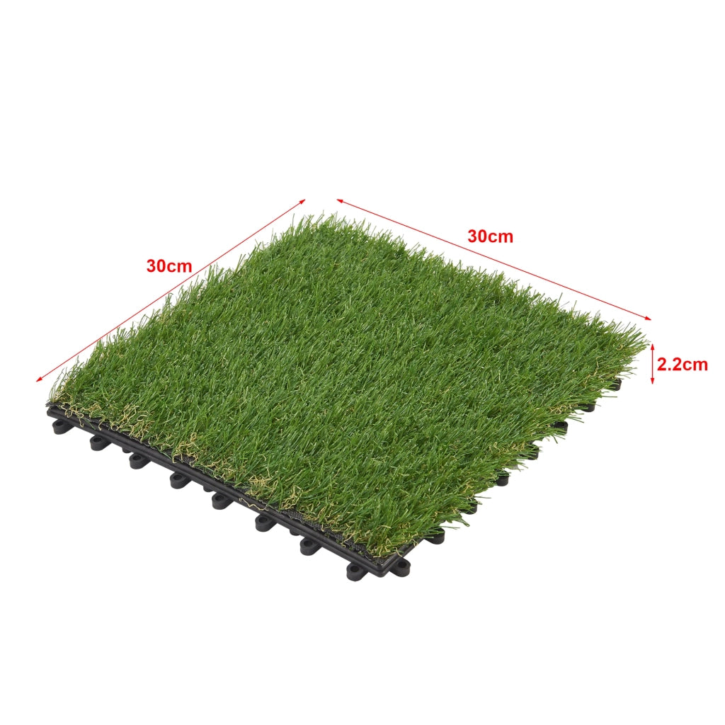 Set di 11 piastrelle in erba sintetica ad incastro circa 1 m² 30 x 30 x 2,2 cm 03_0006876