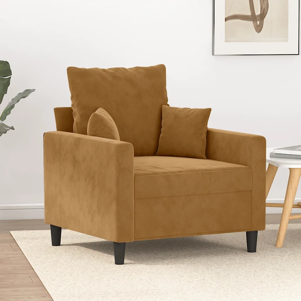 Poltrona-Divano Sedia-Poltroncina Marrone 60 cm Velluto 866548