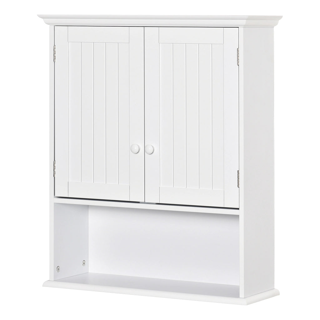 Mobile Bagno Sospeso con Armadietto 2 Ante e Ripiano Aperto ¨C Zephmum ¨C Bianco 60x30x