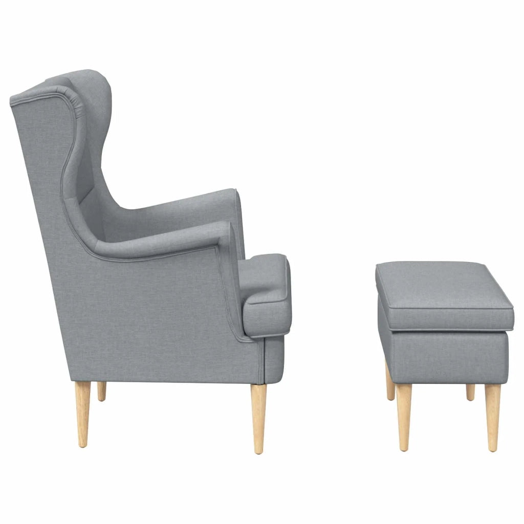 Poltrona con Ottomano 2 pz Grigio Chiaro Tessuto 3418801