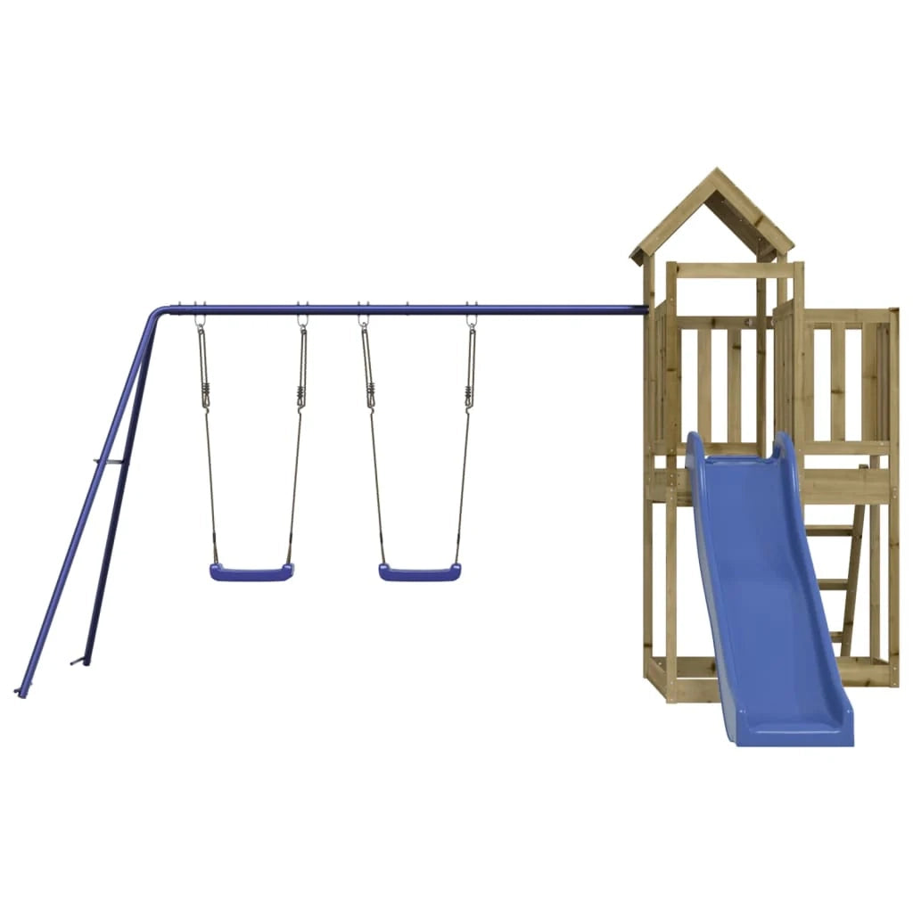 Altalene per parco giochi all'aperto scivolo altalene robuste giochi da giardino legno di pino impregnato 02_0004652