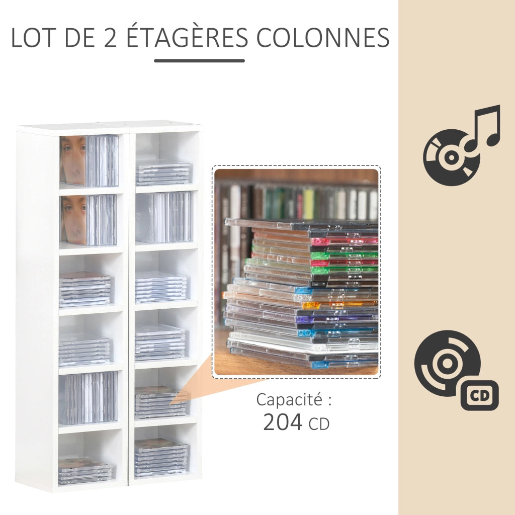Armadio per CD-DVD ¨C zephmum ¨C Bianco 21x19x88 cm