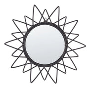 Specchio da parete con cornice in rattan Nero ø 61 cm a raggiera da appendere alla decorazione del soggiorno
