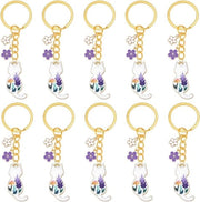10 pezzi di appesi chiavi metallici da 8 cm in forma di gatto, smaltati - ideali per borse da mano - accessori
