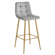 Sgabello Arceto in velluto grigio chiaro e gambe rovere
