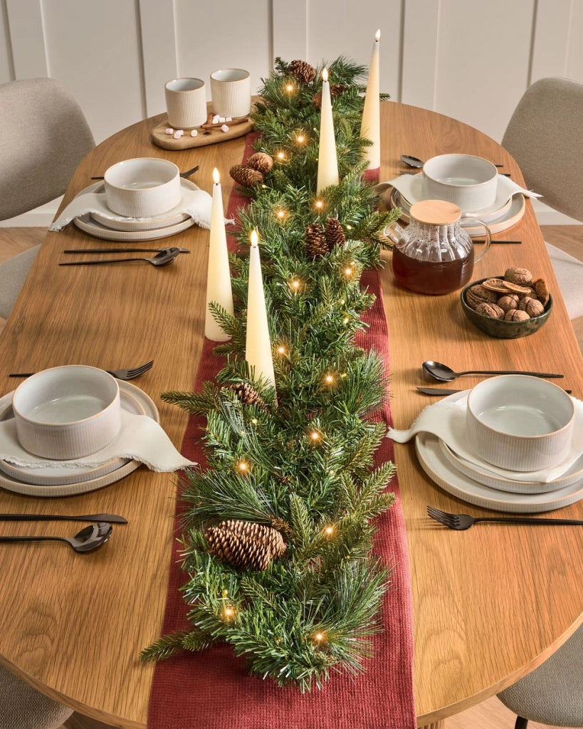 Festone di Natale artificiale a LED 180 cm verde decorazione natalizia accessorio