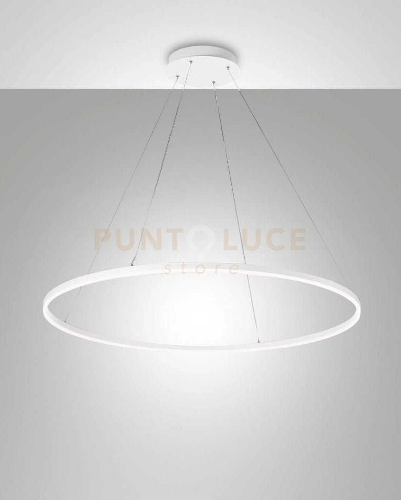 GIOTTO SOSPENSIONE BIANCA 1 LUCE D.100CM A LED 3000K - 60W - 6300 lm DIMMERABILE SMART C/ACC