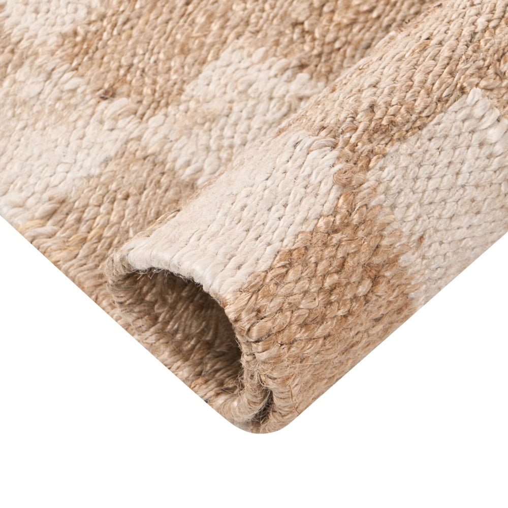 Tappeto beige chiaro in cotone e iuta 160 x 230 cm Rettangolare Tessuto Stile rustico Soggiorno Camera da letto Bordo a scacchi