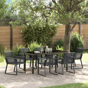 Set da Pranzo per Giardino 7 pcs Nero