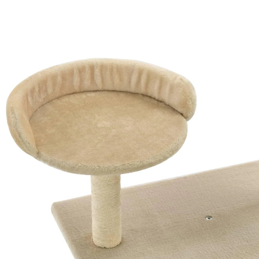 Tiragraffi albero per gatti cuccia per gatti peluche in sisal 95 cm beige 3702237
