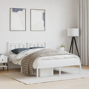 Giroletto con Testiera-Struttura Letto con testiera Metallo Bianco 140x190 cm 950203