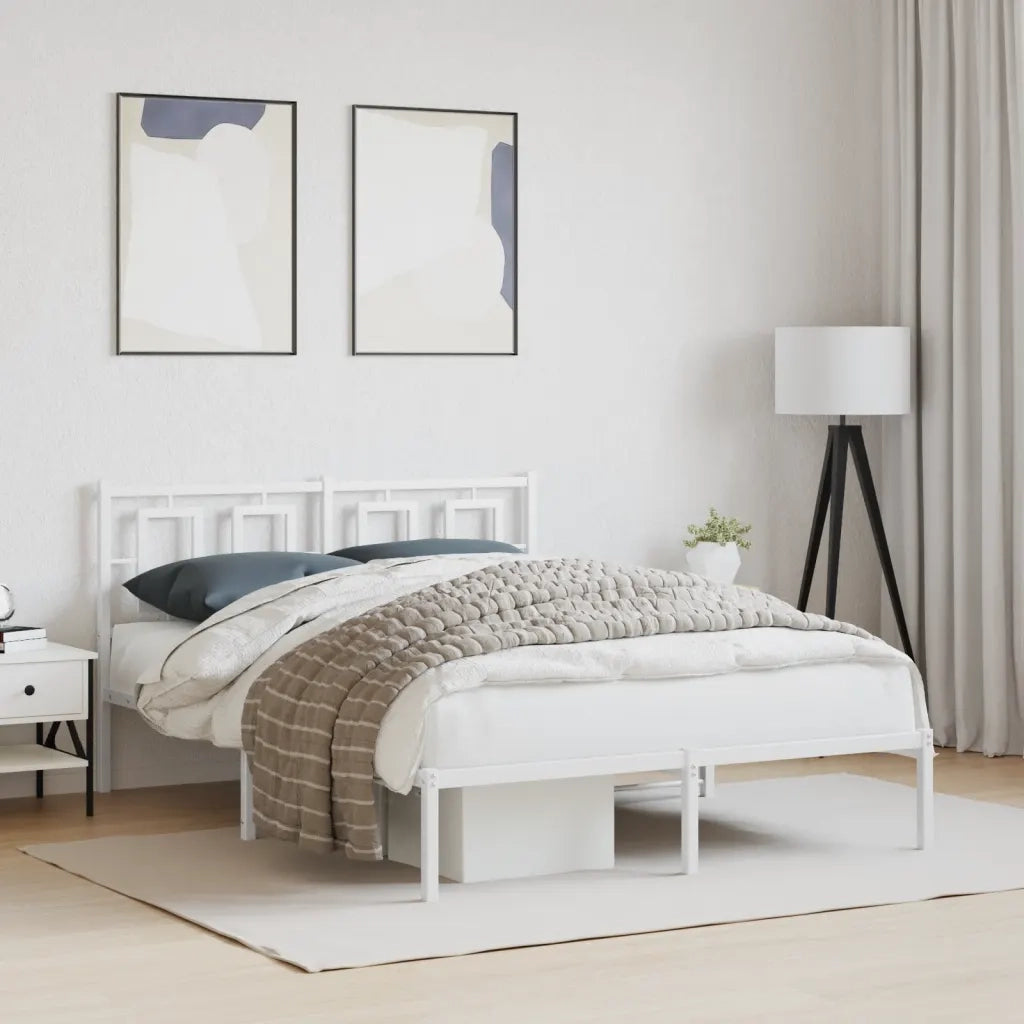 Giroletto con Testiera-Struttura Letto con testiera Metallo Bianco 140x190 cm 950203