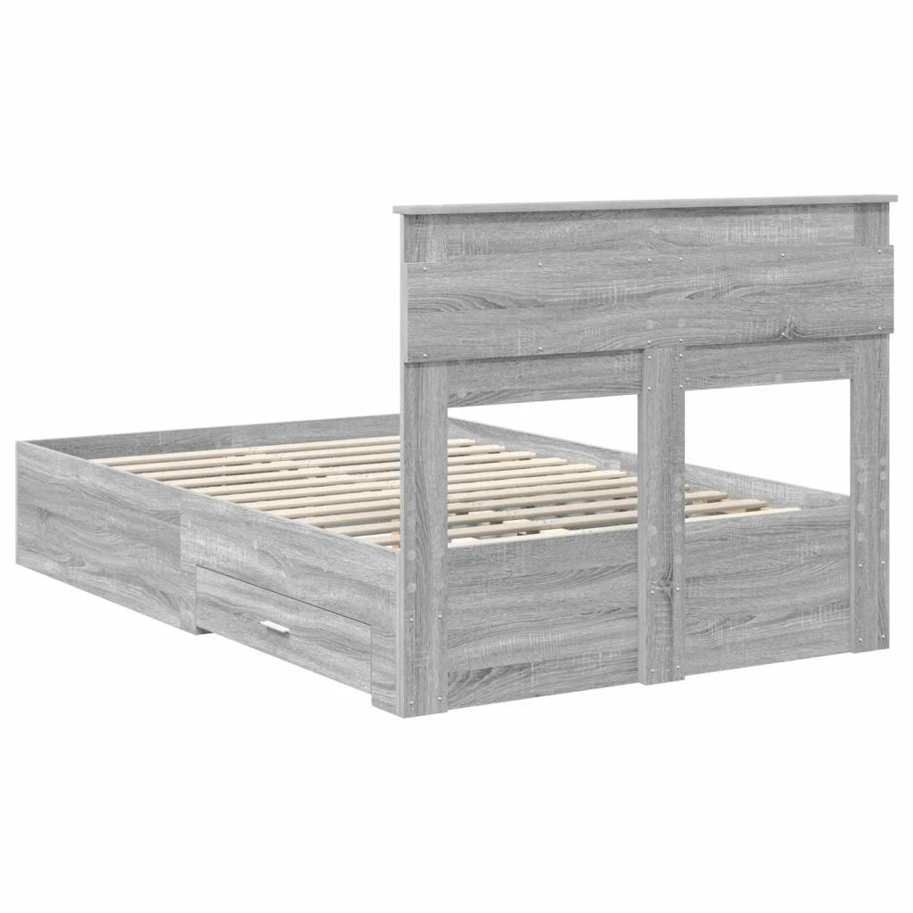 Struttura del letto con testiera Grigio Sonoma 135 x 190 cm