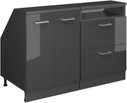 Set di mobili sottotetto Rion, Antracite lucido, 120 cm Set di 2 carcasse armadio profondità 60 cm, adatto per il salvaspazio sotto tetti spioventi