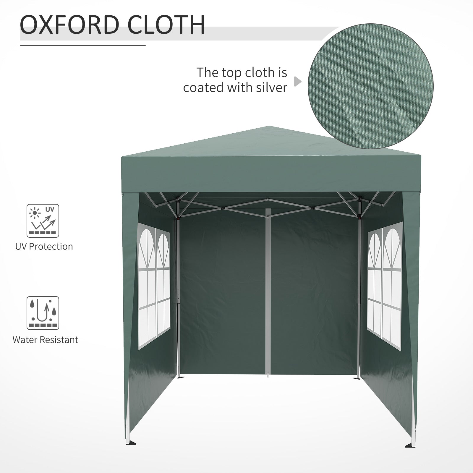 Gazebo Pieghevole 2x2m in Metallo e Poliestere Verde