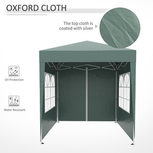 Gazebo Pieghevole 2x2m in Metallo e Poliestere Verde