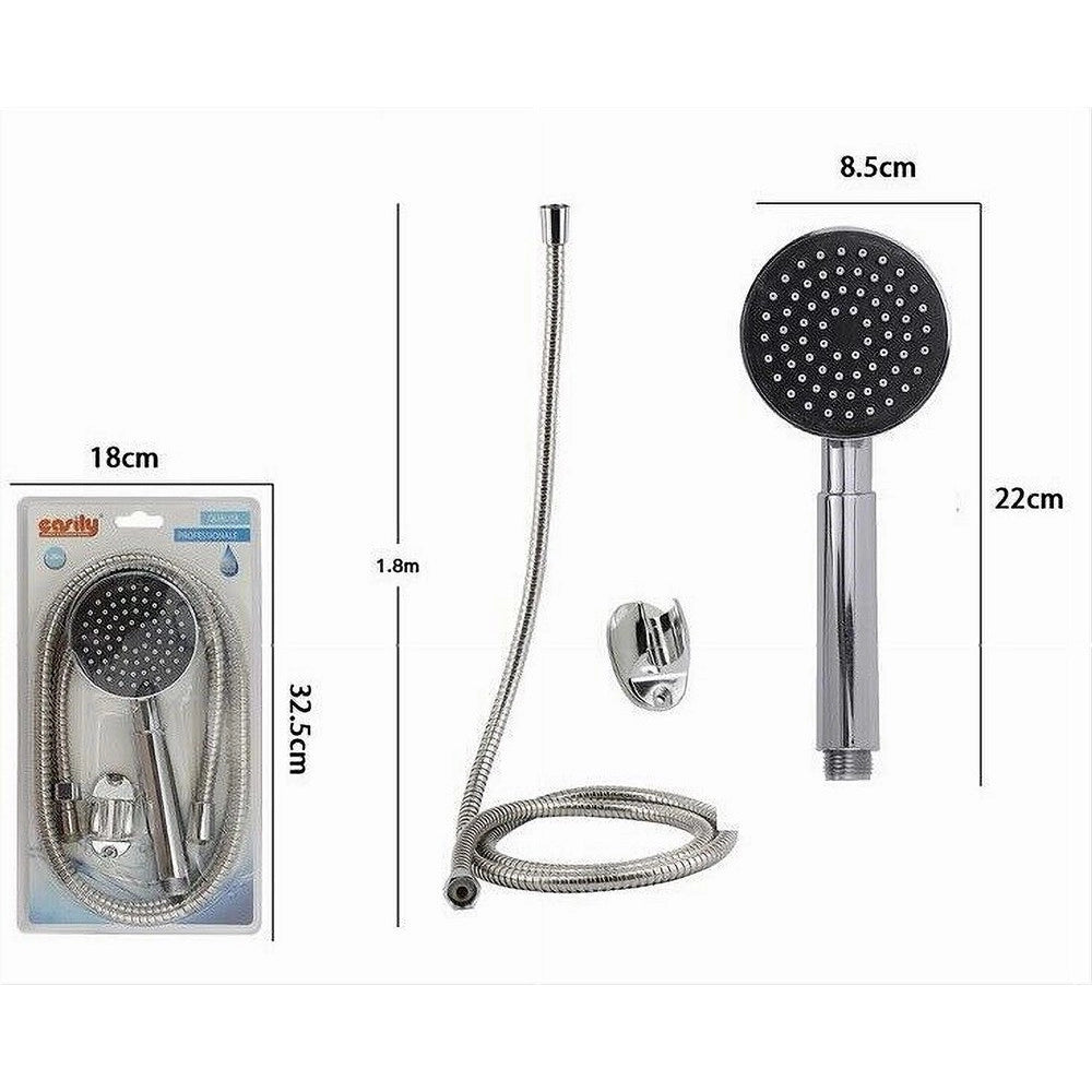 Trade Shop - Kit Doccetta Doccino Rotondo Soffione Bagno Doccia Con Laccio 1,8mt Staffa 69296 -
