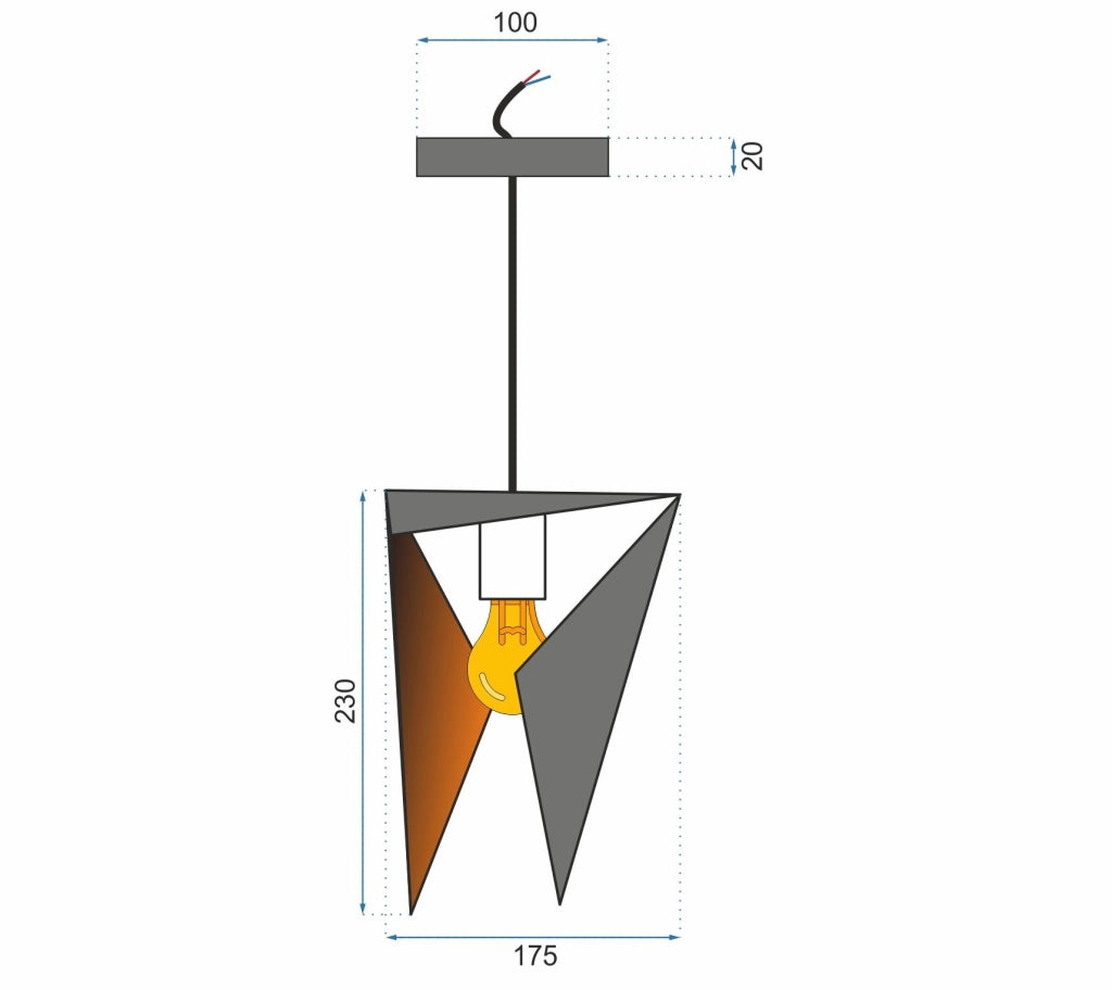 Lampada Da Soffitto Triangolare Geometrica Nera APP253-1CP
