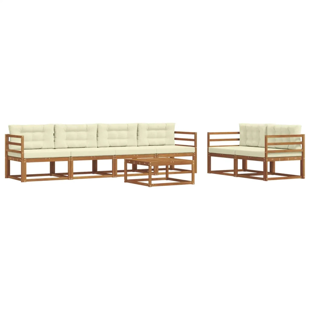 Set di divani da esterno con cuscino 7 pcs Naturale e Crema 3367213