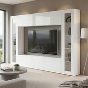 Giuliano, Parete Attrezzata 8 Ripiani Made in Italy, 30x260x180h cm Bianco Lucido