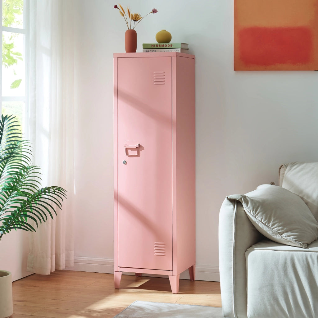 Armadio da Ufficio Kurikka Acciaio Rosa [en.casa]