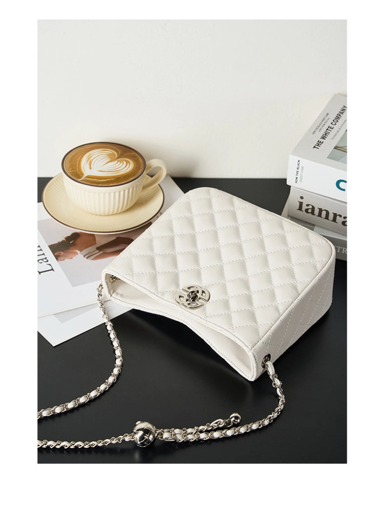 Borsa a tracolla da donna in vera pelle, grande capacit¨¤, colore bianco.