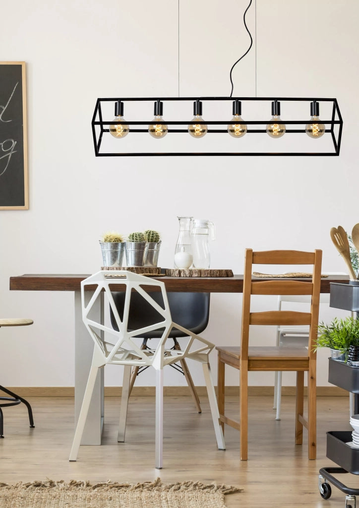 Lampada a sospensione loft nera Fabian 6xE27 Lucide