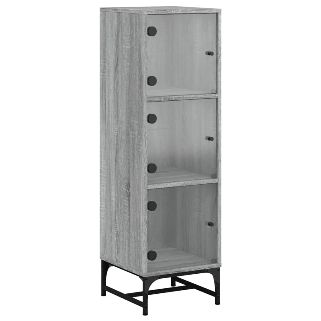 Credenza cassettiera cassettiera mobile contenitore organizer cucina soggiorno soggiorno con ante in vetro Sonoma 35 x 37 x 120 cm grigio 02_0030125