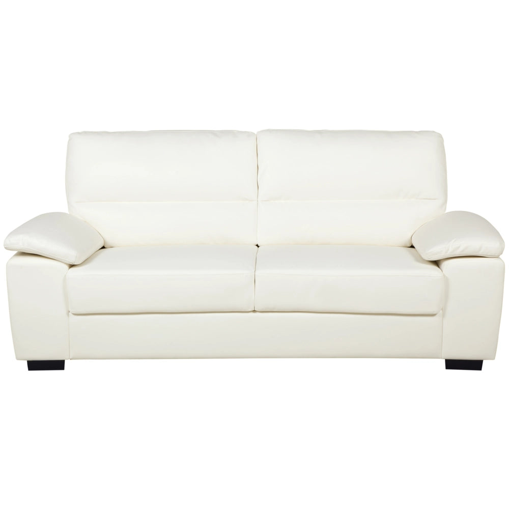 Divano da soggiorno in ecopelle a 3 posti color bianco sporco sofa moderno