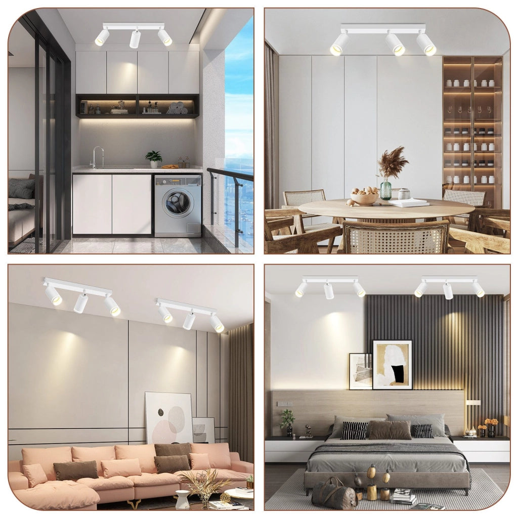 ZMH Faretto da soffitto bianchi 3 luci GU10 metallo orientabili moderni per camera letto sala pranzo senza lampadina
