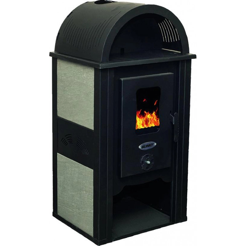 Stufa Acciaio Ginevra Fianchi in Ceramica Rosso