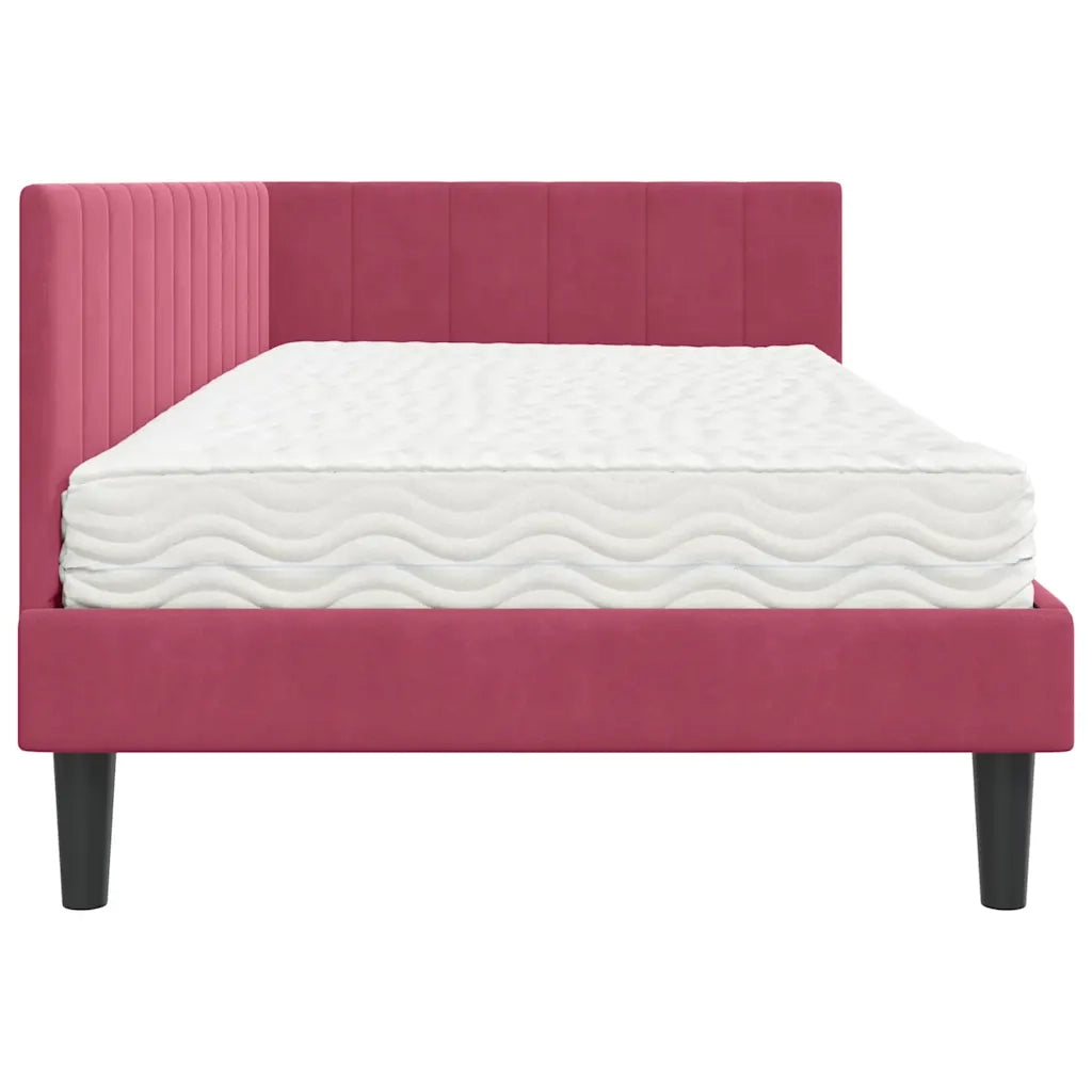 Struttura Letto Angolare con Materasso 2 pcs Verde Velluto 3393912