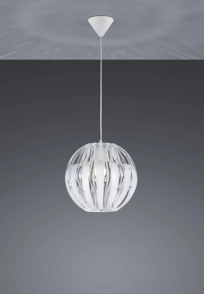 PUMKIN SOSPENSIONE LISTELLI METACRILATO TRASPARENTI E BIANCO 3 POSSIBILITA' DI FORME D. 30CM 1 LUCE ATTACCO E27