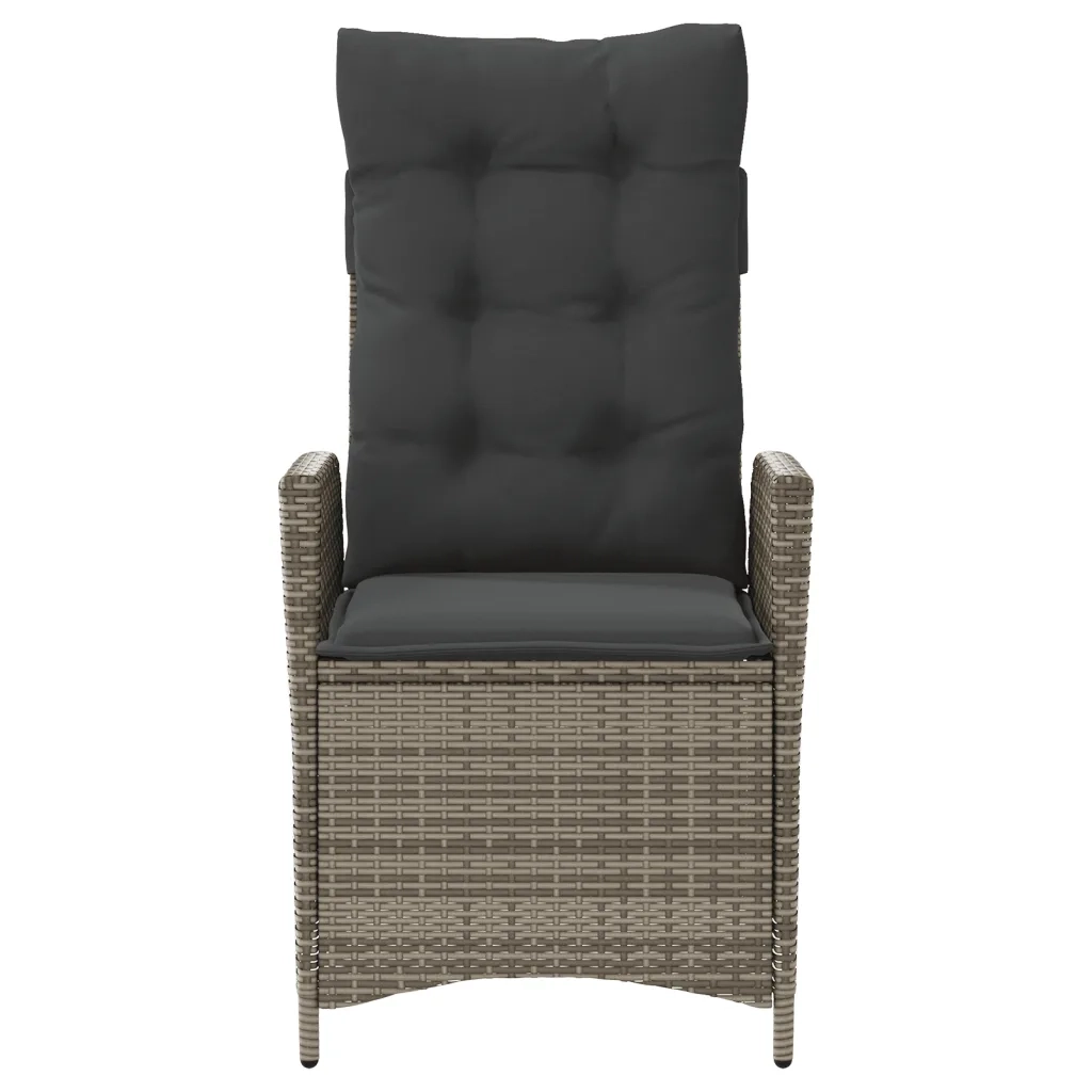 Sedie da Giardino Reclinabili 2 pz e Cuscini Grigio Polyrattan