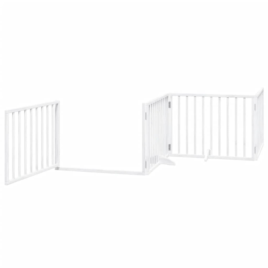 Cancelletto di sicurezza per animali domestici porta pieghevole 8 pannelli legno di pioppo bianco 02_0023268