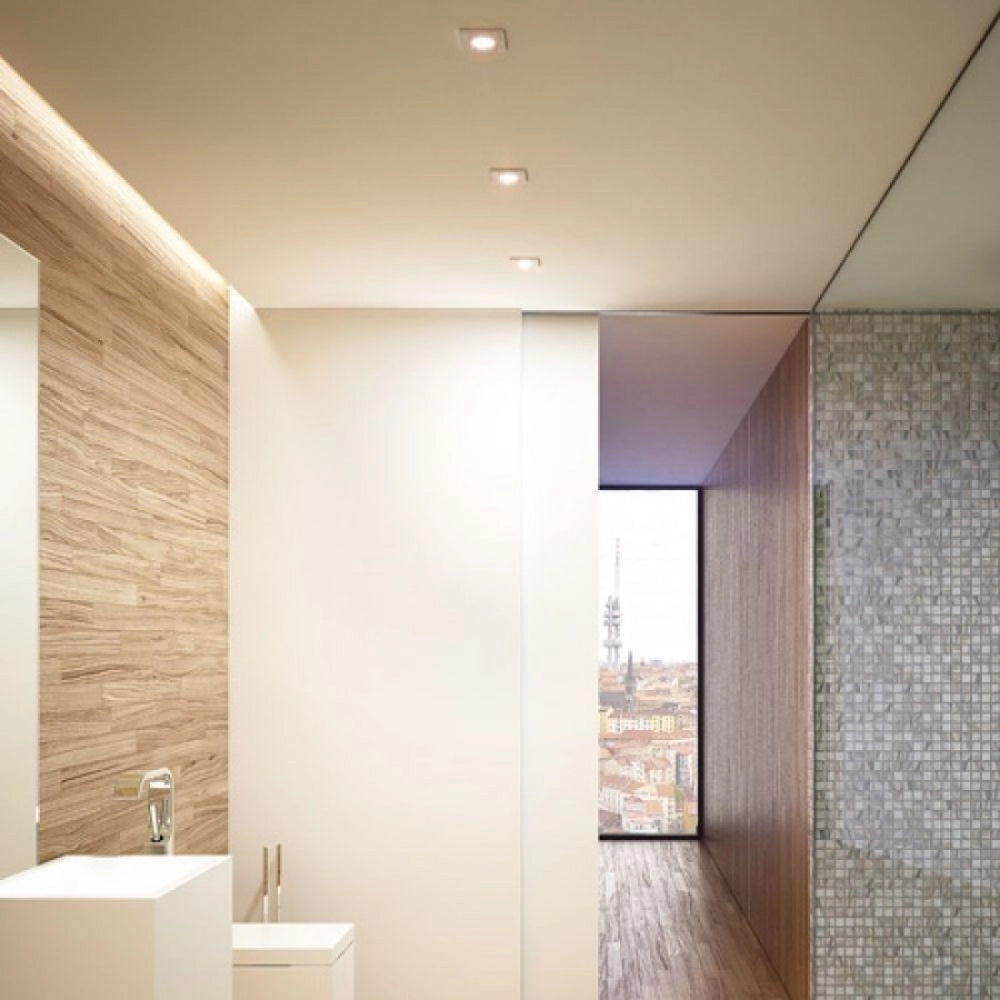 Faretto da incasso ASTOR SQ alluminio pettinato 230V GU10 50W IP65