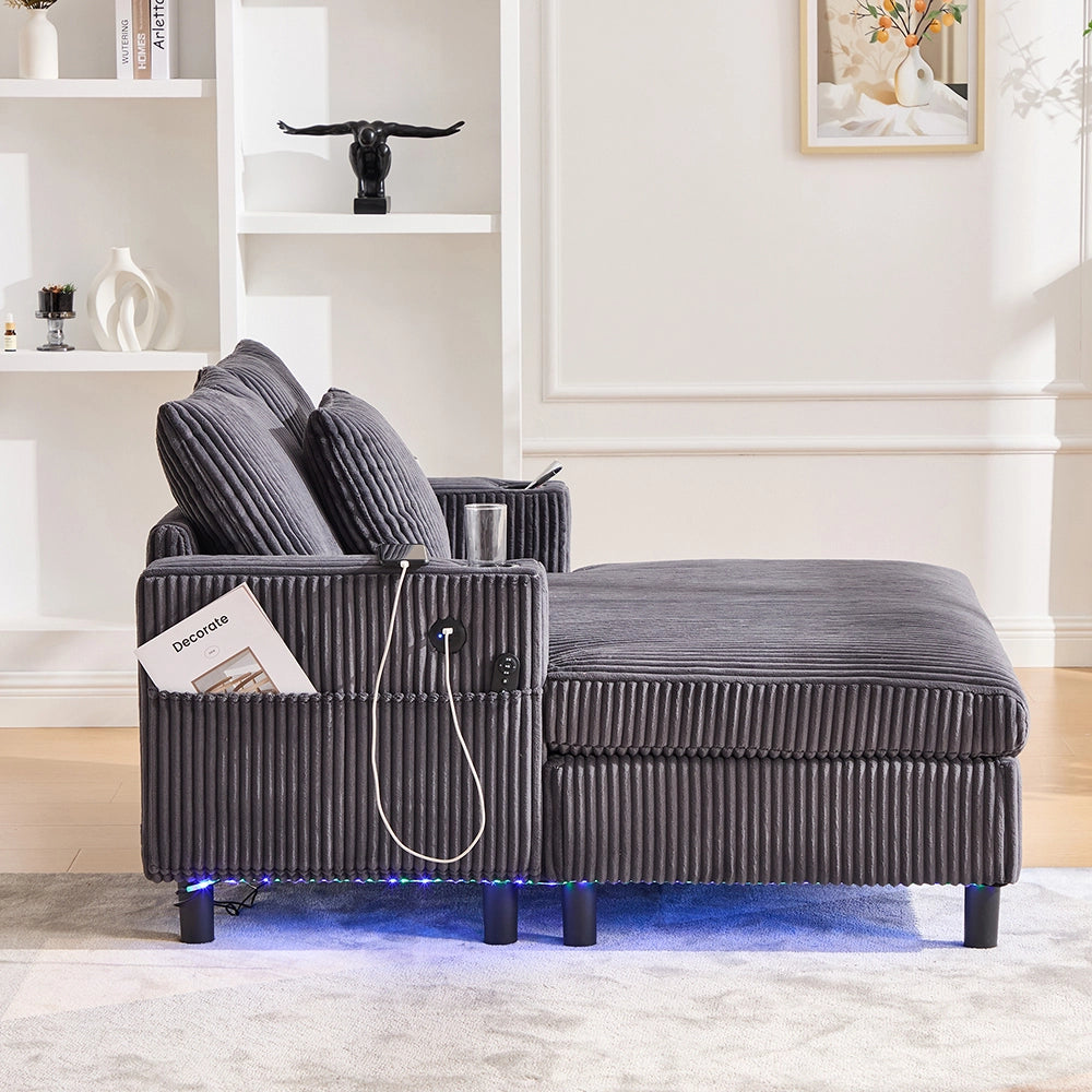 Poltrona letto spaziosa e morbida - Xylo - Portabicchieri laterali, porte USB, illuminazione LED integrata