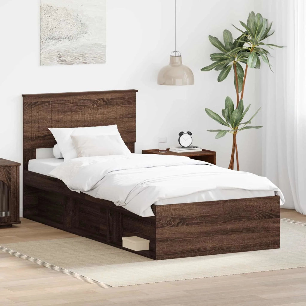 Struttura del letto Rovere Marrone 90 x 190 cm Pino massello 3410660