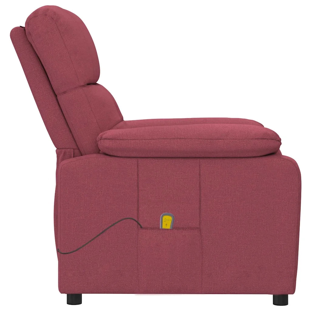 Poltrona Massaggiante Elettrica Rosso Vino in Tessuto 289675