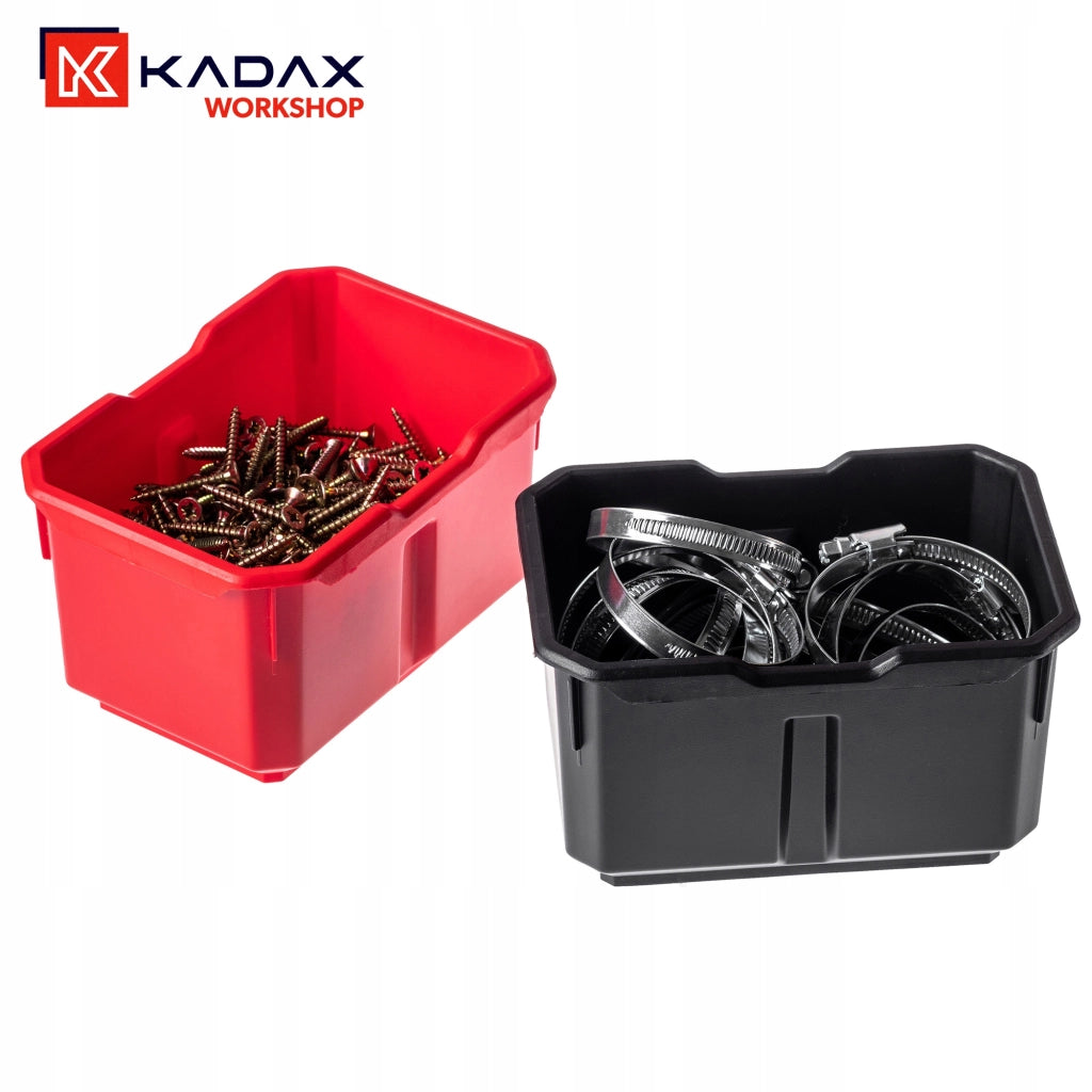 Set di 4 contenitori organizer in plastica KADAX per officina.