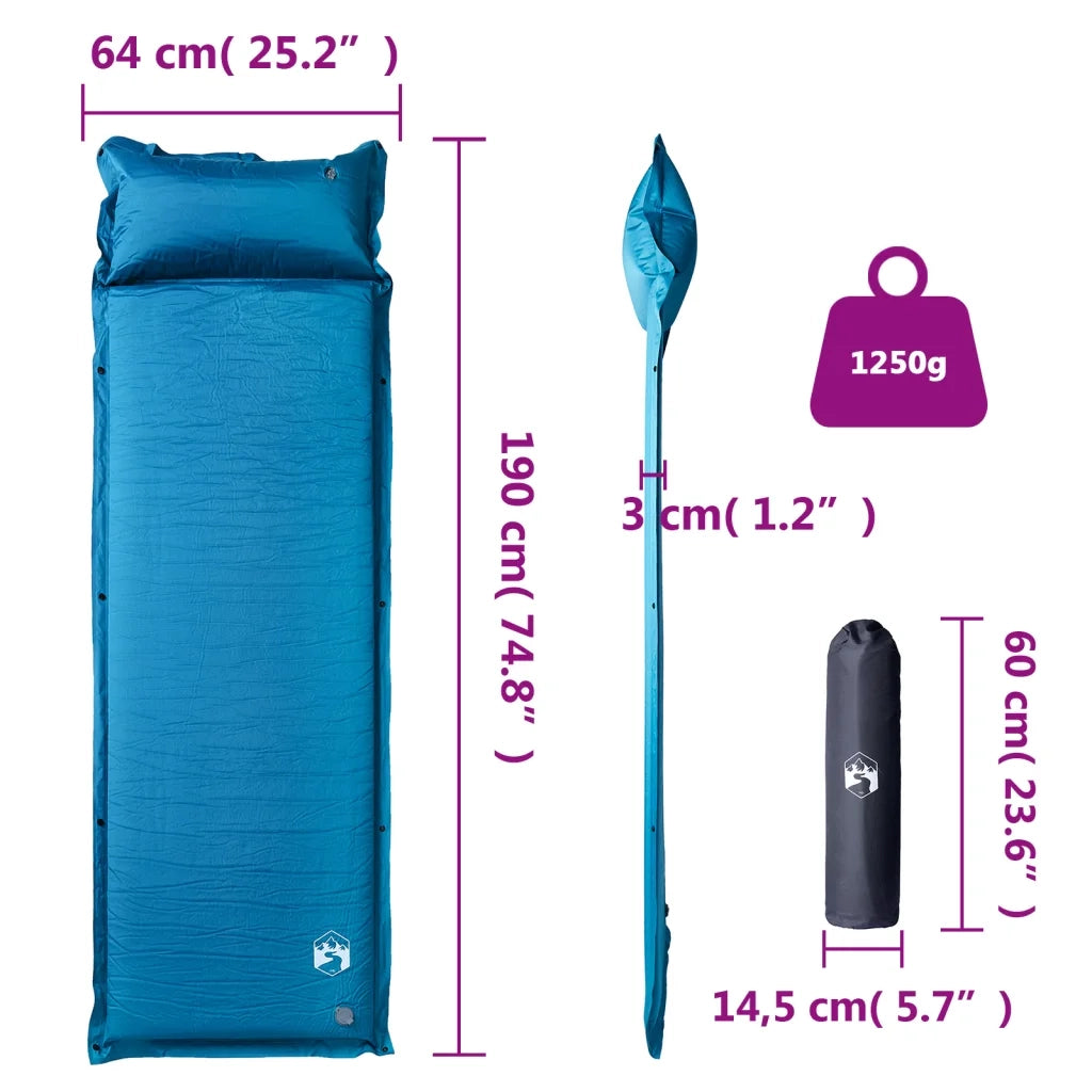 Materasso Campeggio Autogonfiabile Cuscino 1 Persona Turchese CFW5273754