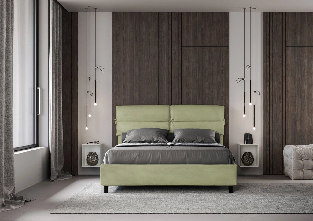 Letto Matrimoniale 160x190 cm con Rete e Contenitore Nandy Tè verde