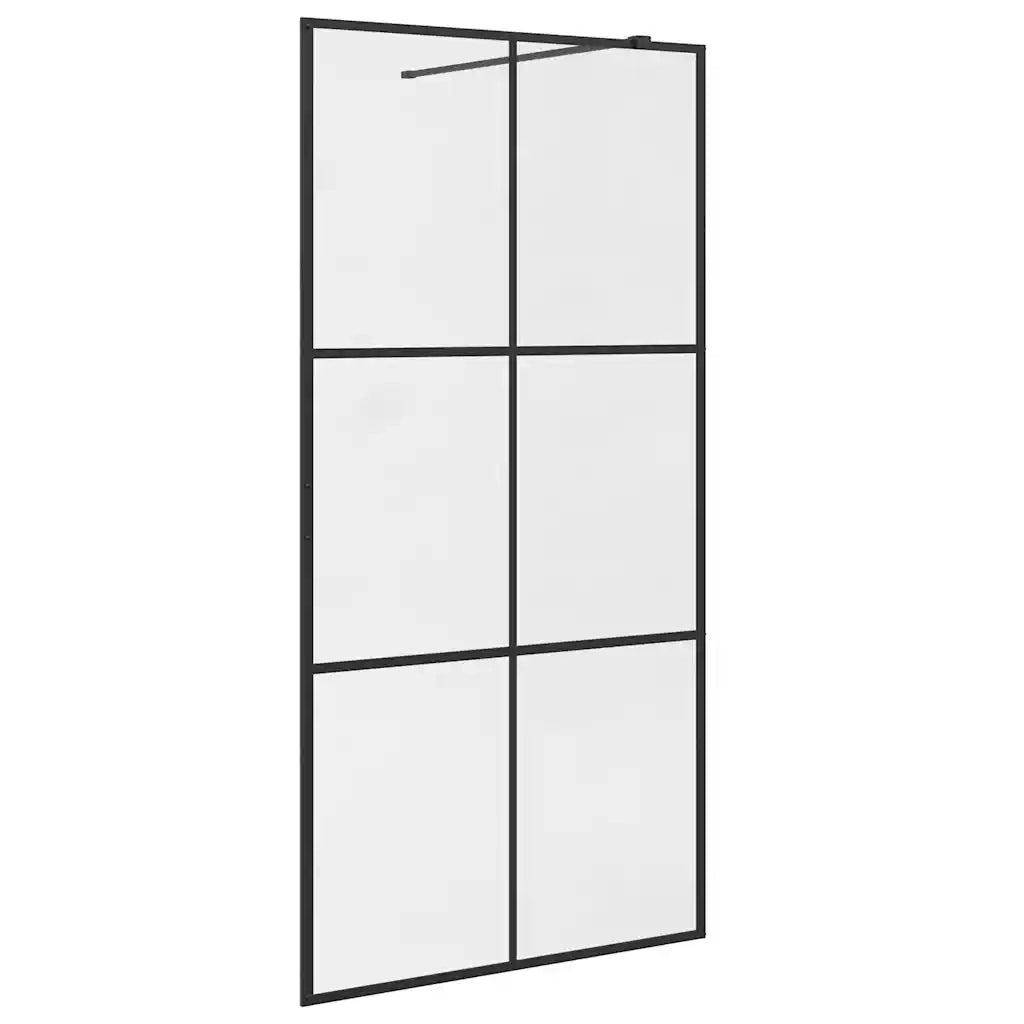 Parete per Doccia Walk-in Vetro Trasparente ESG Nera 100x195 cm CFW6334415