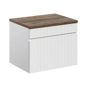 Set ICON bianco: mobile sottolavabo 80cm + piano per lavabo effetto legno scuro