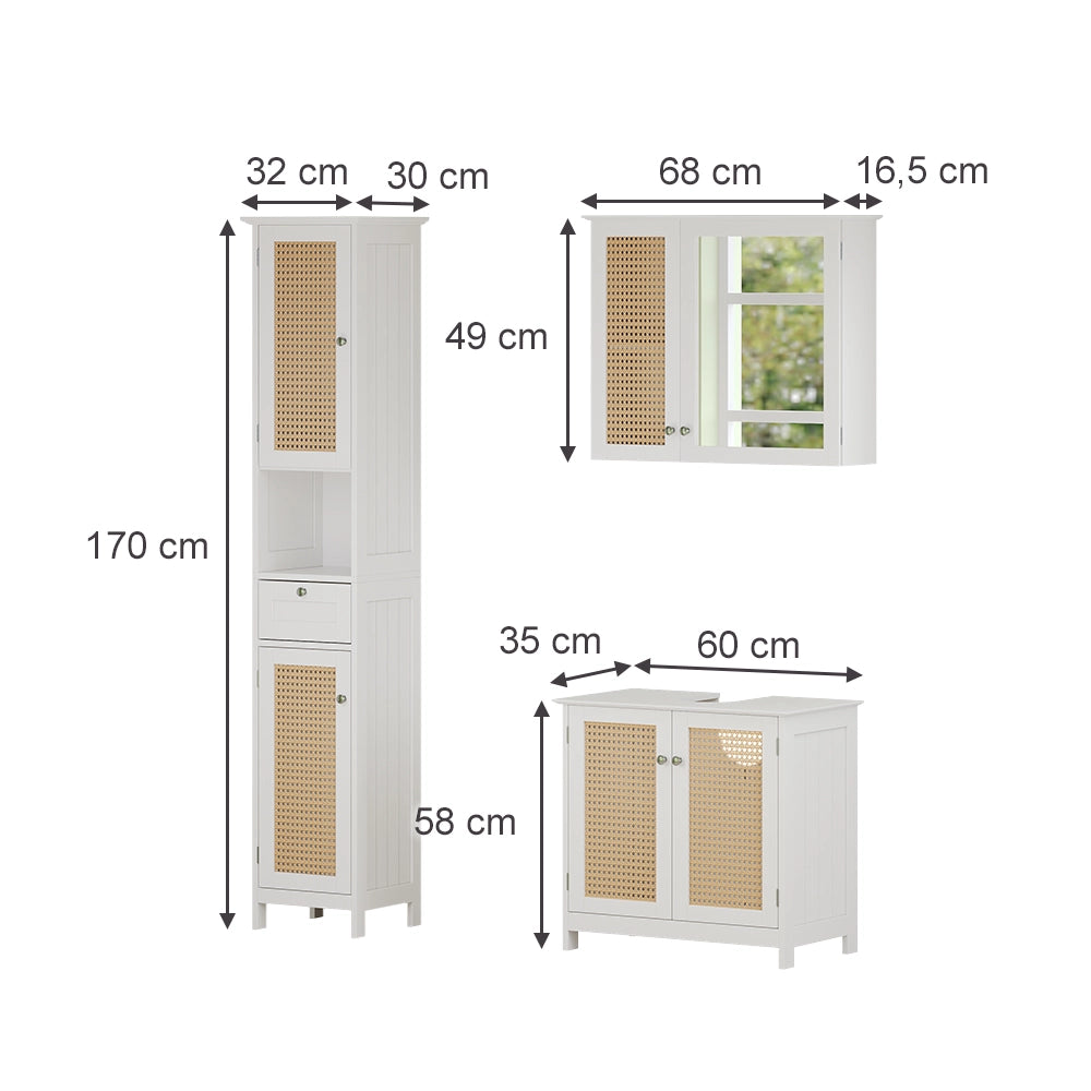 Vicco Set di mobili da bagno Bianco 3 pezzi, con colonna