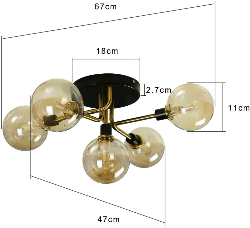 ZMH Lampada da soffitto a globo in vetro per illuminazione soggiorno